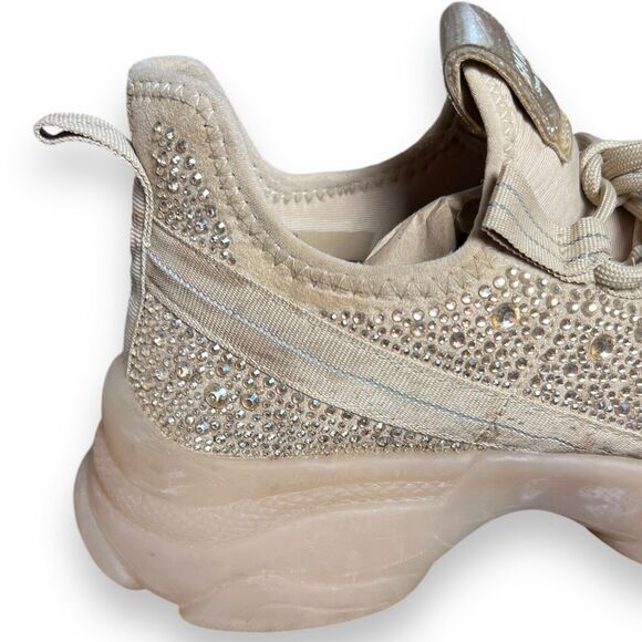 Steve Madden Maxima SM NY90 Gem Studded Beige & Gold Shoes Women’s Size 9M - Picture 12 of 16